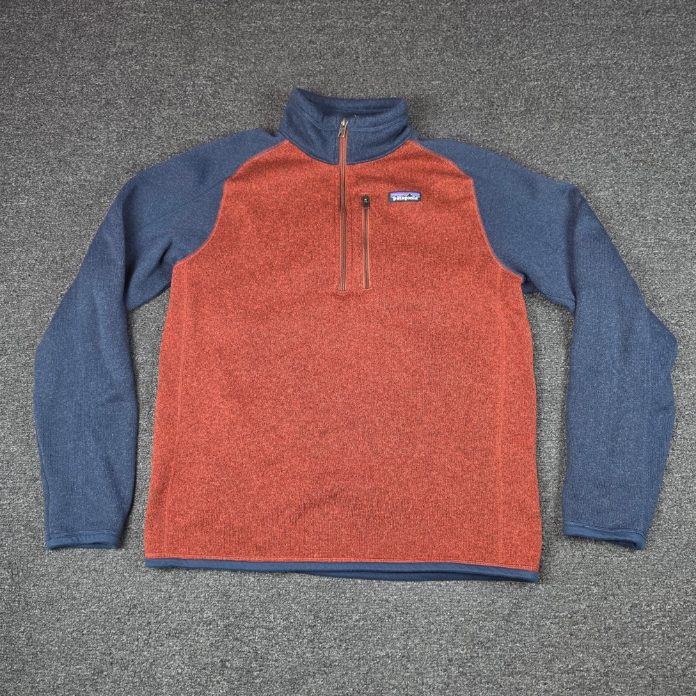 Patagonia Better Sweater 1/4 Zip Barn Red Navy Mens Medium Pullover Fleece 25523
